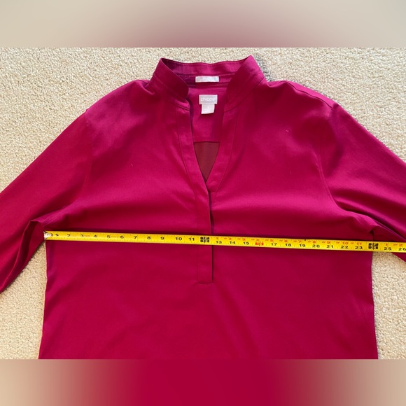 Chico's Vibrant Pink No Iron Popover Stretch Blouse - Picture 5 of 8